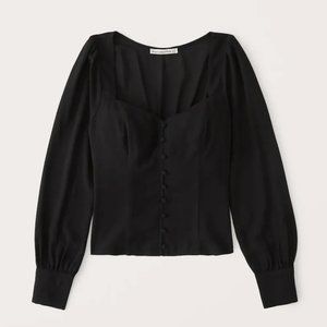 NWT Abercrombie Long-Sleeve Button-Through V-Neck Top